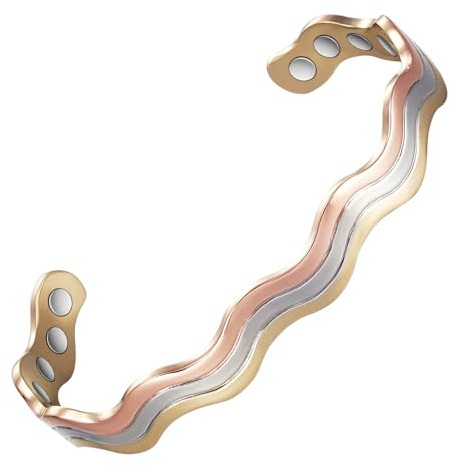 YINOX Magnetisches dreifarbiges geflochtenes Kupferarmband für Damen, 16 cm/8 mm