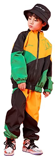 LOLANTA Unisex Hip Hop set för pojkar och flickor, 2-delat streetdanskläder, sportjacka och joggingbyxor för gatudans eller daglig användning, grön, 10-11 años