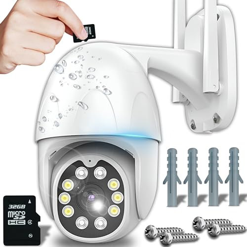 Retoo Cámara Vigilancia WiFi Exterior, Giro De 355°/90°, 1080p, Full HD, 2.4 GHz, Resistente Al Agua IP66, Cámara IP De Seguridad, Seguimiento De Movimiento, Detección De Personas