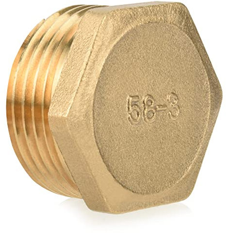 Oumuik Tapón de Latón de Rosca Exterior de 1 Pulgada, Accesorios para Tubos, Tapones Ciegos, Tapa Final para Jardín y Tuberías de Agua Exteriores