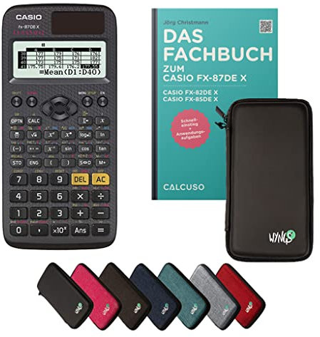 Casio fx-87DE X inkl. Schutztasche Schwarz & Fachbuch (80 Seiten, DIN A5) – Wissenschaftlicher Rechner – Smart Set
