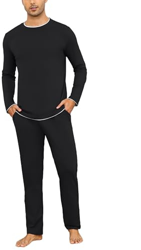 Aseniza Pyjama Homme Hiver Ensembles de Pyjama Coton Manches Longues Vêtements De Nuit Vêtements de Détente Doux Loungewear