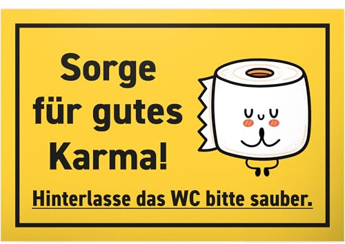DankeDir! Gutes Karma - Schild 30 x 20 cm - Klo Schild WC Schild zum aufhängen Kloschild Toilettenschild lustig Toilette - Wand Herren Gästetoilette Türschild Gäste WC witzig Deko