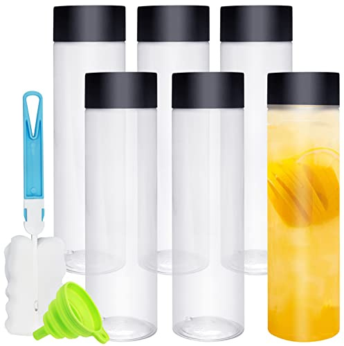Iceten 6-Pack 400ml/13.5oz Clear Plastic Juice Bottles, Wide Mouth, Lightweight, Reusable, Ideal for Juice Shops, Takeaway, Bars, Picnics & Everyday Use