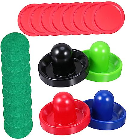 VANZACK 2sätze Air Hockey Zubehör Mit Pucks Ergonomischer Pusher Filzpucks Und Rote Pucks Für Standard Eishockeytische