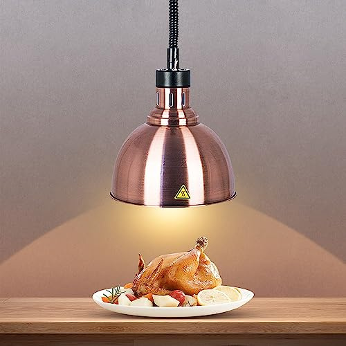 Lampara de Calor para Alimentos, Suspensión Lampara Calor Cocina, Calentadores de Platos, Comercial Lámpara Calor Comida para Cocina, Restaurante, Hotel, Bronce Rojo(Color:25cm)