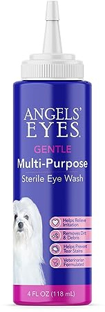 Angels' Eyes Multi-Purpose Sterile Eye Wash 4 oz Eye Cleaner and Rinse, Tear Stain Reducer for Allergies, Debris, Mucus, Irritation and Weepy Eyes for All Dogs with Boric Acid