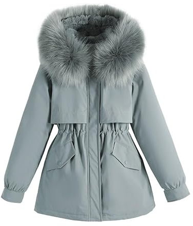 Steppjacke Hellblau Damen Überwindet den Winter aus Plüsch und dicker Baumwollkleidung. Kleine Baumwolljacken für Damen, Arbeitskleidung und Mäntel Imprägnierspray Regenjacke Wasserdicht (Blue, L)