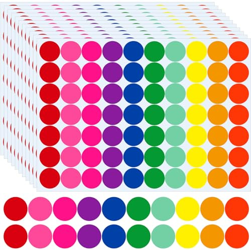 2800 Stück Klebepunkte Bunt 20mm Punktaufkleber Runde Aufkleber Rund Farbige Klebepunkte Etiketten Markierungspunkte Bunte Selbstklebende für Kalender Büro Schule -10 Farben