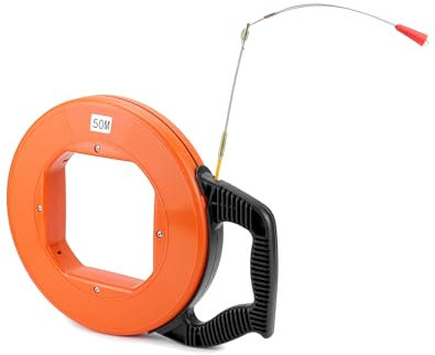 QWORK® Tire Fil Electrician 50 Mètres, Aiguille Electricien, Pour La Pose De Câbles Avec Ressort De Guidage, Diamètre 4 mm