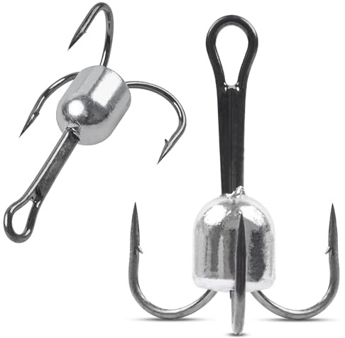 Drillingshaken mit Gewicht, 4-6 Stück Große Dreifachhaken Drillings Angelhaken Starke Scharfe für Süß- und Salzwasser 5/0, 6/0, 8/0, 10/0