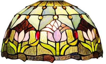 BOTOWI Tiffany Lamp Shade Replacement 12X7 Inch Tulip Stained Glass Lampshade Only 1-5/8-Inch Fitter Opening for Arched Floor Lamp, Torchiere Lamp, Pendant Light Table Lamp,Blue
