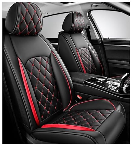PIOKUHB Funda de Asiento de Coche para Vauxhall Cascada Convertible(2013-2019),Fundas de Asiento de Cuero Genuino Premium, Estilo Rojo, Elegantes y con Estilo, Impermeables y duraderas