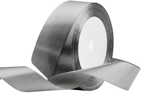 Grau Satinband 25mm x 22 Meters Stoffbänder für Geschenkverpackungen, Blumensträuße, Kunsthandwerk und Hochzeitsdekoration
