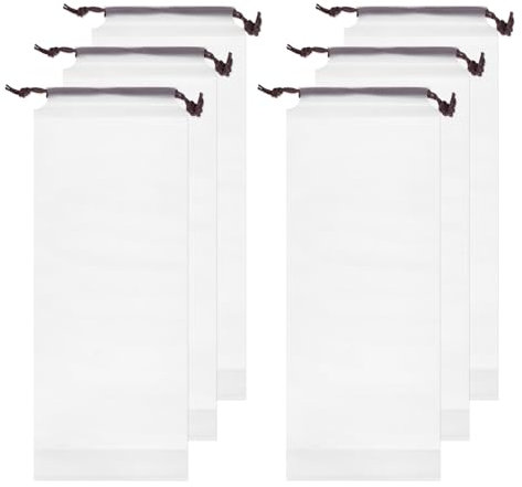 sourcing map 6pcs Umbrella Bags 13.0 x 5.1 Waterproof Folding Portable Storage Bag Reusable Wet Umbrella Sleeves with Drawstring for Outdoor Carry Travel Home Storage, White