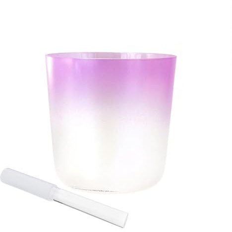 Alchemy Kristallschale, 8 Zoll, Violetter Farbverlauf, Chakra-Schale, Klangschale, Geschenk für Meditation Yoga und Klangheilung, mit kostenlosem Acryl-Schlagzeug und Dichtring (E N