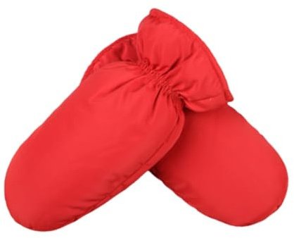 Dickly Radfahren Herren Daunenhandschuhe Damen Herbst Winter warme verdickte Daunen Skihandschuhe Fäustlinge Handschuhe für Winter, Radfahren, Ski, Rot