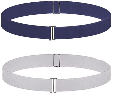 BLMHTWO 2 Stück Unsichtbarer Gürtel Damen,Gürtel Ohne Schnalle Damen Verstellbare Elastischer Hosenbund Enger Machen für Jeans und Kleider (Blau + Grau)