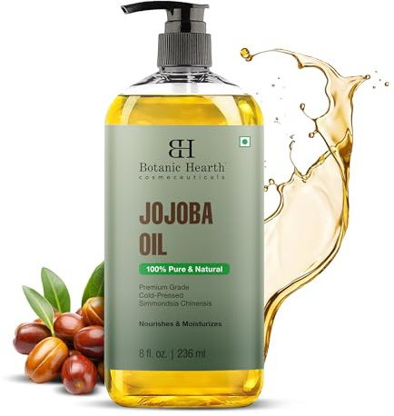Botanic Hearth Jojobaöl 100% Rein kaltgepresst 236 ml | 100 % reines, kaltgepresstes und hexanfreies Jojobaöl für die tägliche Pflege von Haut, Haar und Nägeln.