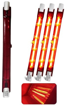 Infrared Heater Bulb 500W, 118mm R7S Ruby Halogen Bulb Dimmable, Quartz Heating Light Bulbs, Patio Heating Lamp for Heatmaster U3 Heater, No Flicker, 500lm, 220V Quartz Heat Infrared Bulbs, 4 Packs