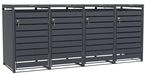 ESTEXO Mülltonnenbox Mülltonnenverkleidung bis 240 L Behälter und Unterstand für Mülltonnen abschließbar Müllbox Aufbewahrungsbox Anthrazit (4 Türen)