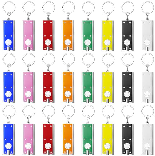 Lot de 24 porte-clés LED - Mini porte-clés carré - 12 lumens - Pour enfants - Lampe de poche portable pour camping, urgences, anniversaire d'enfant, fête