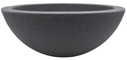 mucHome XXL Pflanzschale Anthrazit Ø 52cm Höhe ca. 20 cm - Pflanzkübel Pflanztopf - Brunnenschale für Miniteich - Kunststoff mit Stein-Optik - Abfluss möglich - Blumentopf Grabschale