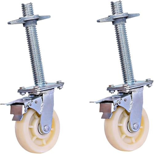 Ruedas para Andamios Rodantes - Juego De 2 Ruedas De Poliuretano - 500 Kg De Capacidad - Ruedas Industriales con Freno para Obras De Construcción Y Muebles Pesados, Beige Nylon Casters *2, 8 Inches