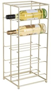Present Time Weinregal Dual Floor - Gold lackiert - 25x22.5x57cm | Rechteck - skandinavisch - Eisen - Weinregal für Flaschen - Flaschenregal - Kellerregal - Regale - Flaschenhalter