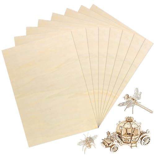 Yuragim Compensato di tiglio A3, 420 x 297 x 3 mm, in compensato di tiglio, adatto al laser, pannelli di legno per fai da te, lavorazione laser, pirografia, modellismo, dipinto, regali, decorazioni
