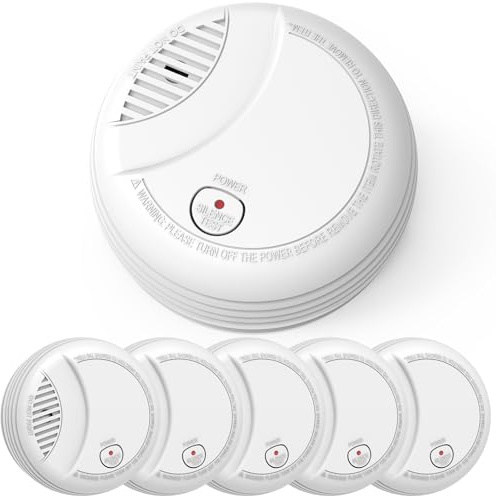 Hapippofa Smoke Detector, 10-Year Battery Smoke Alarm with Silence Button, Easy Installation & Test, Battery-Operated Smoke Detector for Home, Kitchen, Bedroom & RV 6PCS