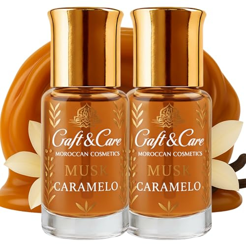 Craft & Care – Musk Caramelo Perfume Árabe Hombre & Mujer | Aceite Perfumado SIN ALCOHOL | Fragancia Dulce y Cremosa con Almizcle Suave, Atractiva, Cálida y Envolvente (3, Caramelo)
