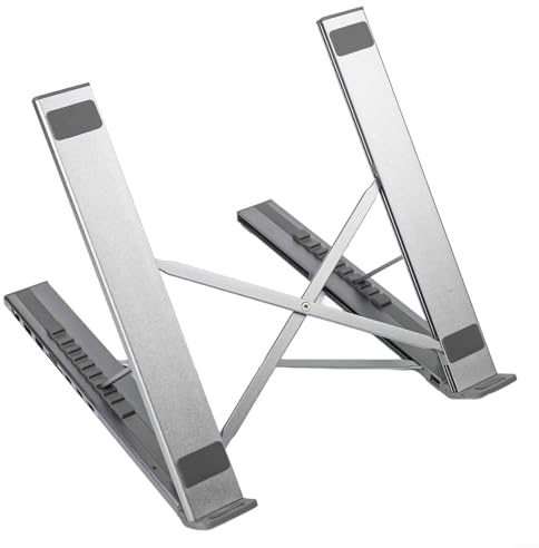 Estación de acoplamiento para portátil 8 en 1 soporte ajustable con ranuras para tarjetas SD/TF USB-C PD 100W carga rápida 4K compatible con HDMI aleación de aluminio para el trabajo, oficina en casa