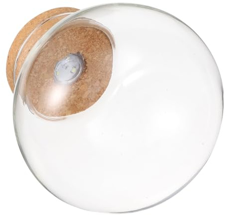 Gatuida Glas Terrarium mit Korkdeckel LED Beleuchtung Desktop Pflanzgefäß Propagation Vase für Pflanzen Micro Landschaft Umweltfreundliche Flasche Klare Runde Glasflasche für Dekoration