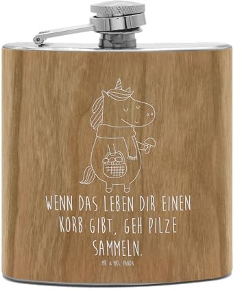 Mr. & Mrs. Panda Flachmann Einhorn Pilz - Geschenk, Liebeskummer, Outdoor, Hip Flask, Edelstahl, Pilze, feldflasche, Spruch, Aus, Einhörner, Unicorn