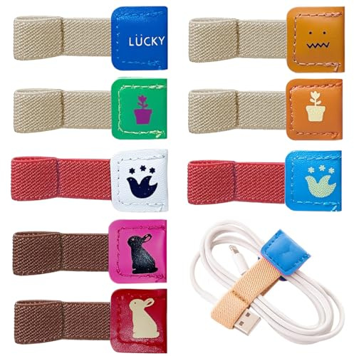 LAKPYN 8 Pezzi Organizzatore Cavi Fascette Cavi Riutilizzabili, Organizer Cavi - Fascette Stringicavo per Auricolari, Fermacavi e Gestione Cavi, Ties Riutilizzabili