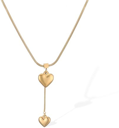 NINMQCFVG Collana lunga con catenine di cuori d'amore per donne Regalo gioielli per il collo da sposa color oro regolabile