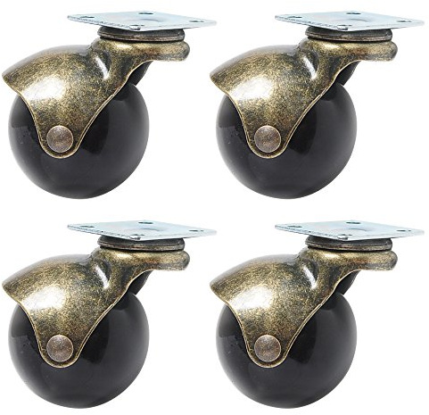 ele ELEOPTION - Juego de 4 ruedas giratorias con capucha de 3,81 cm, capacidad de carga de 20 kg, bronce vintage, 1,5 pulgadas