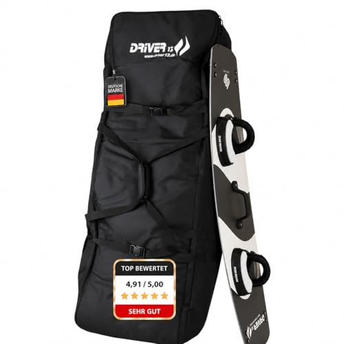 Driver13 Traveler Kiteboardtasche Surfboardtasche mit Rollen, Reise Boardbag für 2 Boards verschiendene längen, schwarz