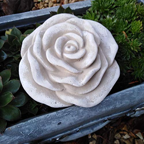 RDI Stein Rose Rosenblüte Blüte Blumen Steinguss frostfest wetterfest Garten Deko hellgrau