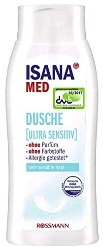 ISANA MED Ultra Sensitive Shower - No Perfume - No Dyes - Allergy Tested - 250 ml