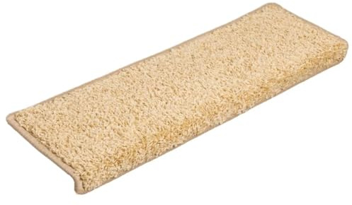 vidaXL Alfombrillas para escaleras 15 Unidades 65x21x4 cm Color Crema Borde Rectangular