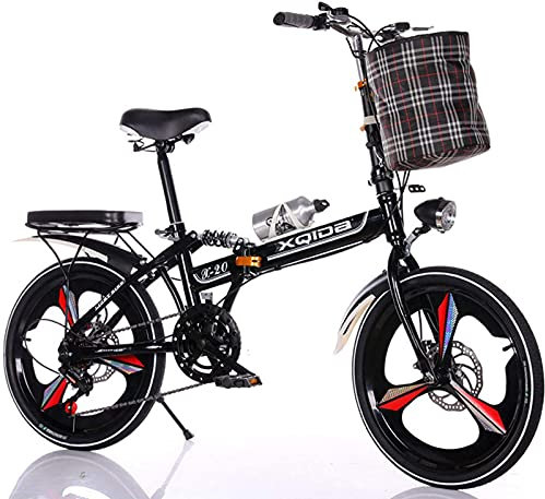 20 Zoll Faltrad, Carbon Stahlrahmen Fahrrad Faltrad Mit Komfort Sattelkorb Und Ständer Gepäckträger B,20 in