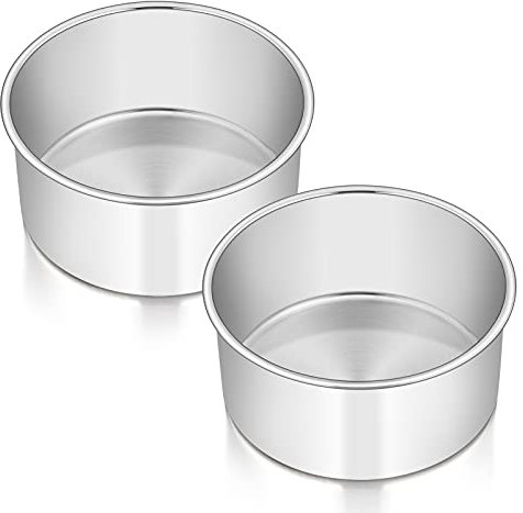 Homikit Rund Backform, Edelstahl 16,2cm Tortenform 2er Set, 7cm Tief Hochwertig Kuchenbackform, Ungiftig & Rostfrei, Spiegelpoliert & Spülmaschinenfest