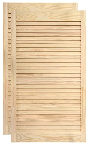 Tidyard Portes d'armoire persiennes en pin massif - 99,3 x 49,4 cm - Design élégant et aération