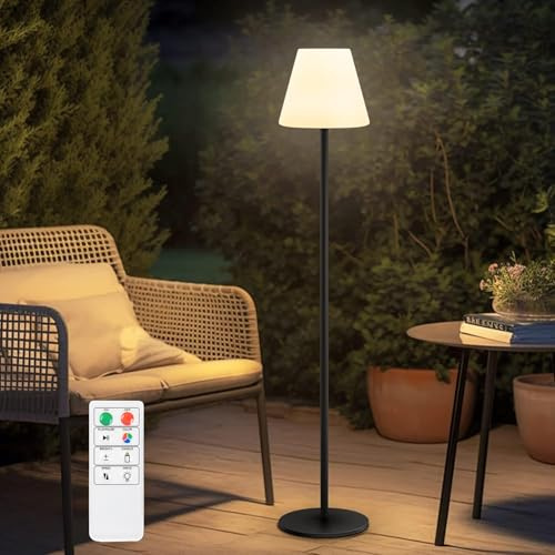 MALUX Solar Stehlampe Outdoor Mit Warmweiß RGB 8 Farben LED USB Aufladbar IP44 Wasserdicht Für Garten Terrasse Balkon Innenbereich Außenbereich Dekor 150 cm Schwarz