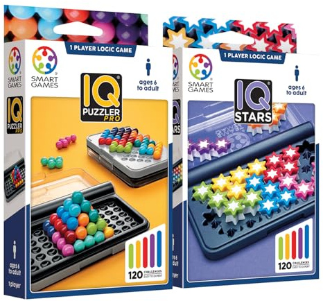 Smart Games - Iq Puzzler Pro + Iq Stars | Geduldsspiele Für Kinder | Logik- und Geschicklichkeitsspiele Ab 6 Jahren | Lernspiele Ab 6 Jahren | Smart 10