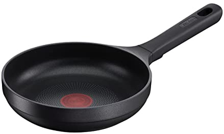 Tefal G61202 Trattoria Pro Poêle à frire, 20 cm, en fonte d'aluminium, revêtement antiadhésif sans danger, indicateur de température, convient à tous les types de feux, convient à l'induction, noire