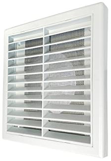 GEFONG Plastic Louvred Wall Grille 4 inch 100mm with Anti-Insect Mesh for Ceiling Extractor Fan Bathroom Air Vent Cover for Tumble Dryer Ventilation Cooker Hood Ducting White 1 Pcs