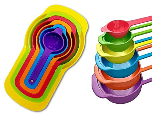 Milosc 6pcs Measuring Spoon Set Multicolour Plastic Kitchen Tool for Cooking and Baking